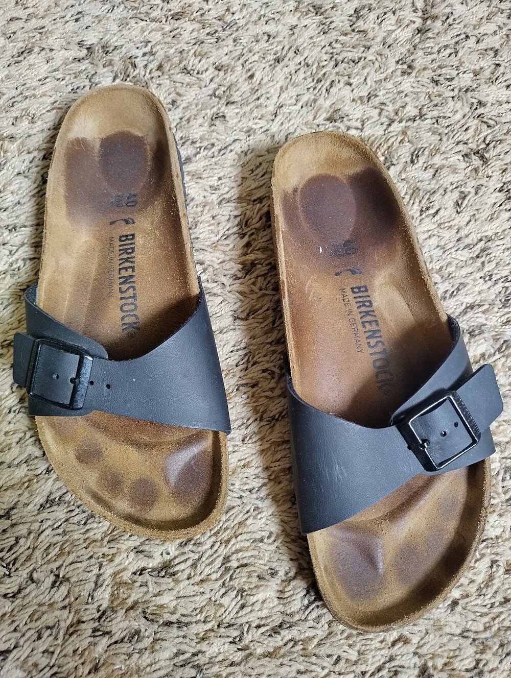 Birkenstock Madrid Black Leather Sandals Sz 40/9